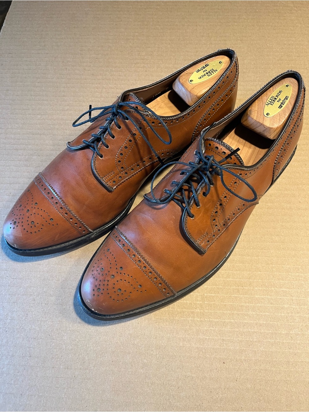Allen Edmonds Cognac Leather Wingtip Oxfords